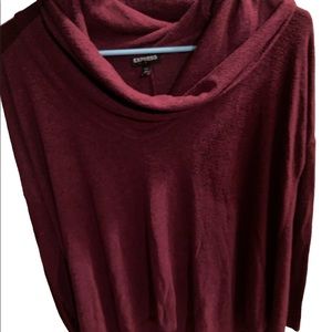 Burgundy flowy sweater with crew mock neck
